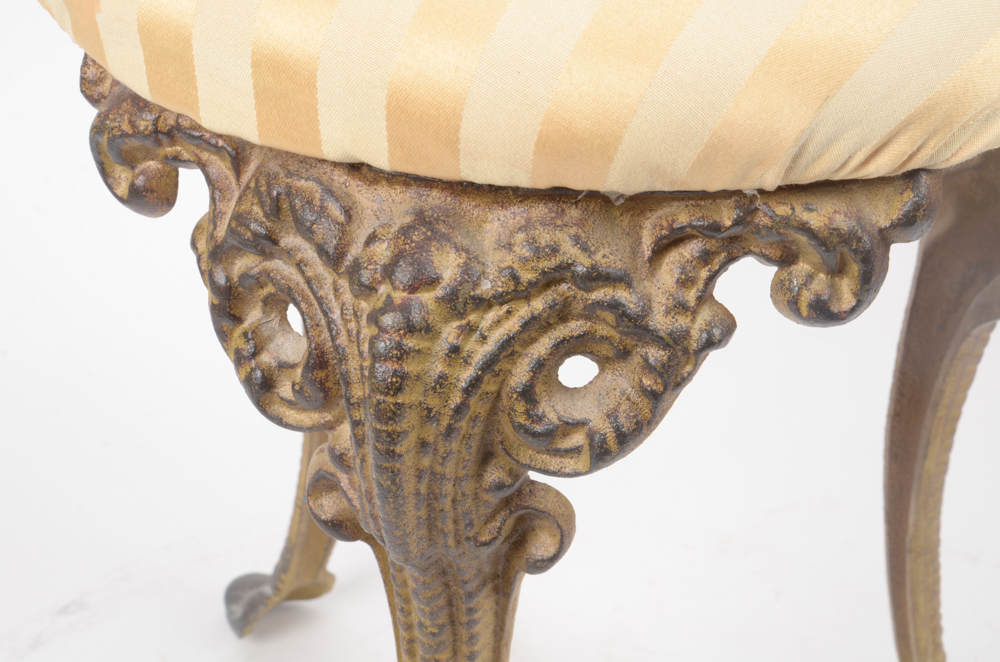 Art Nouveau Style Metal Stool With Cushion Seat