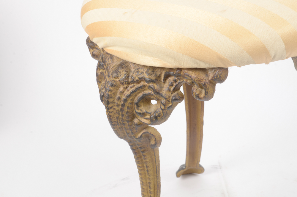 Art Nouveau Style Metal Stool With Cushion Seat