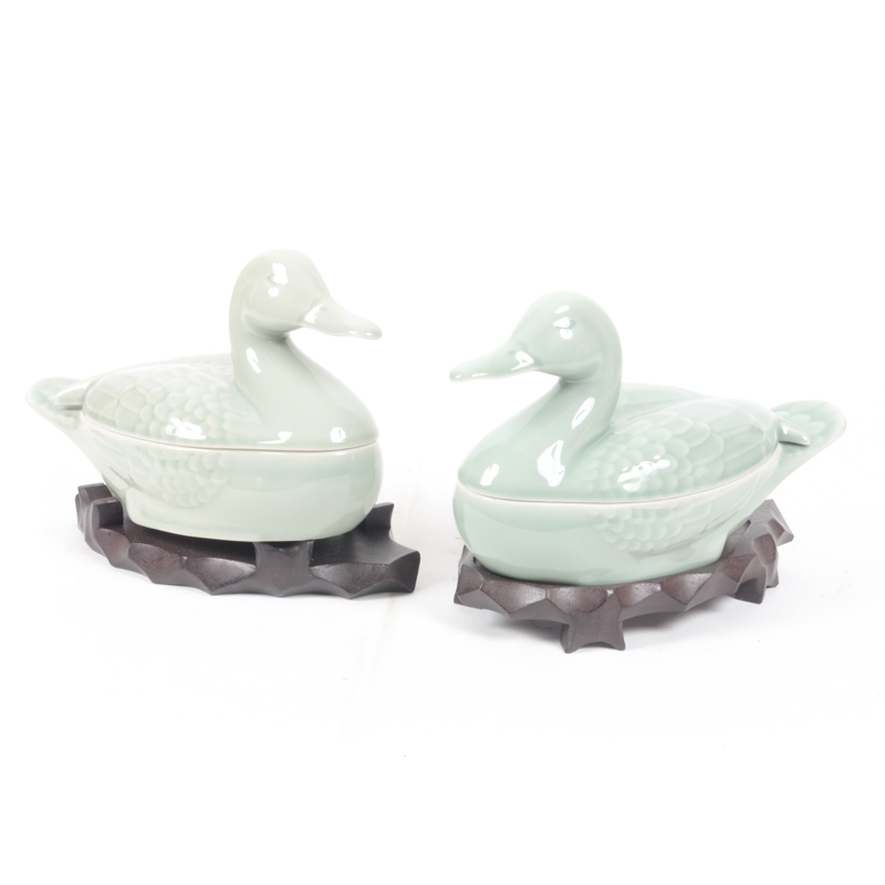 Pair of Cardinal Fine Porcelain Ducks