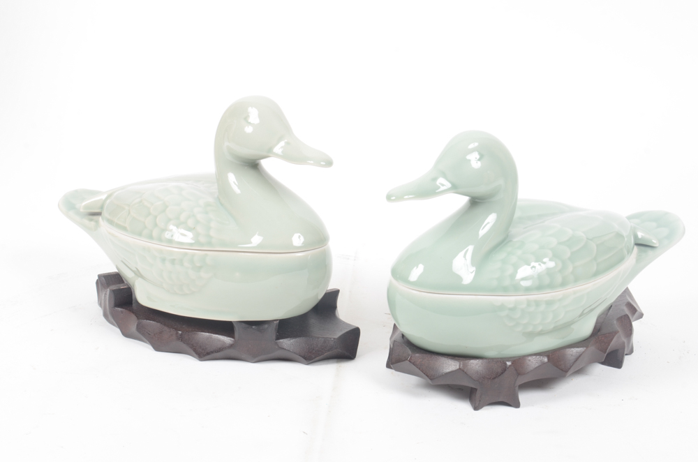 Pair of Cardinal Fine Porcelain Ducks