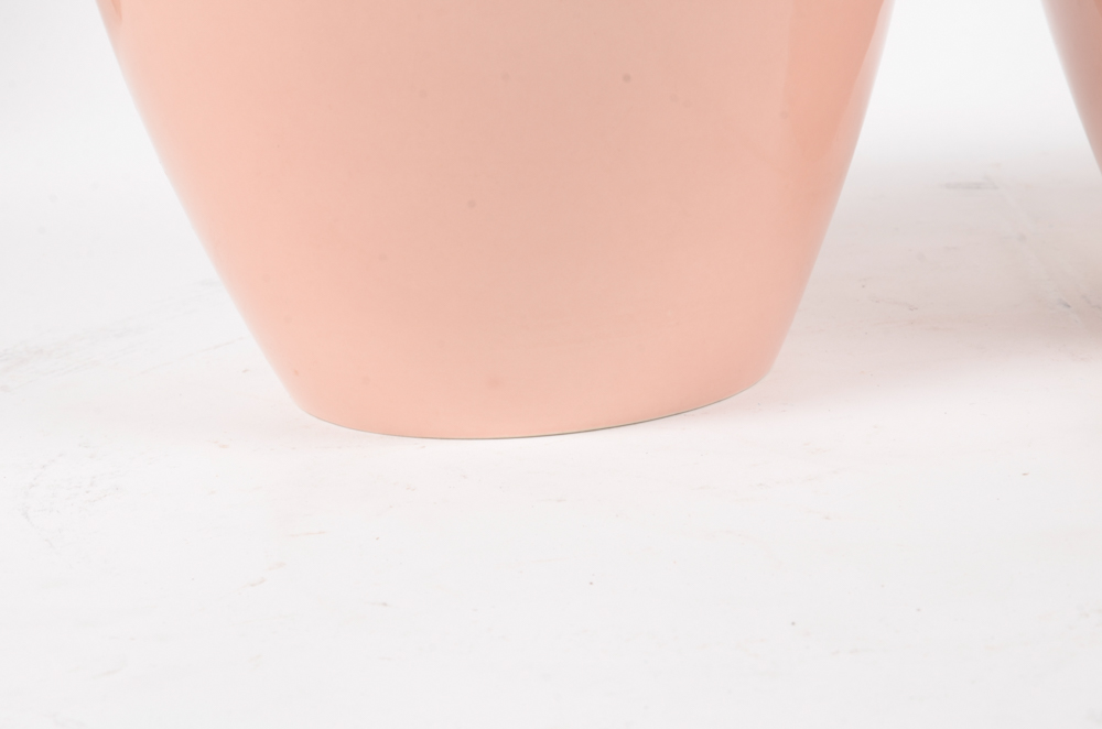 Pair of Pink Ceramic Vintage Urns