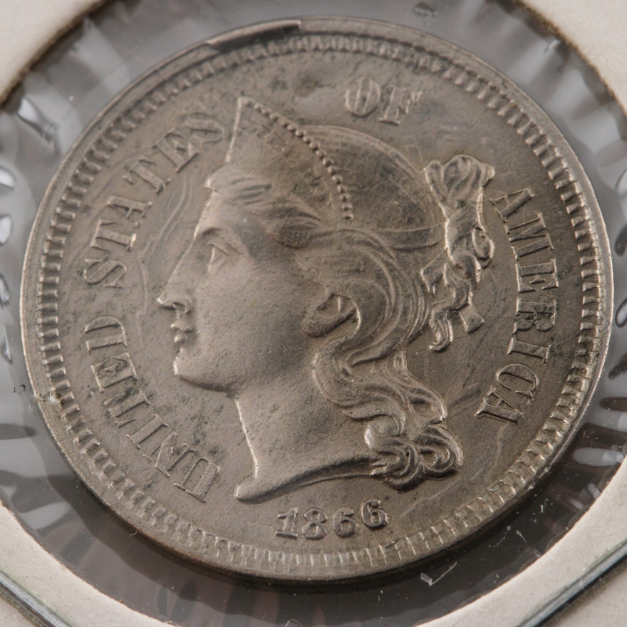 1866 Nickel Three Cent Coin