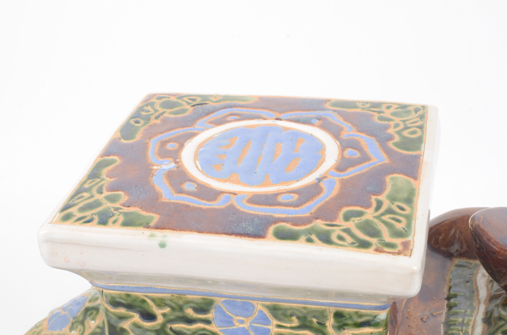 Asian Inspired Hand-Painted Ceramic Elephant Stool