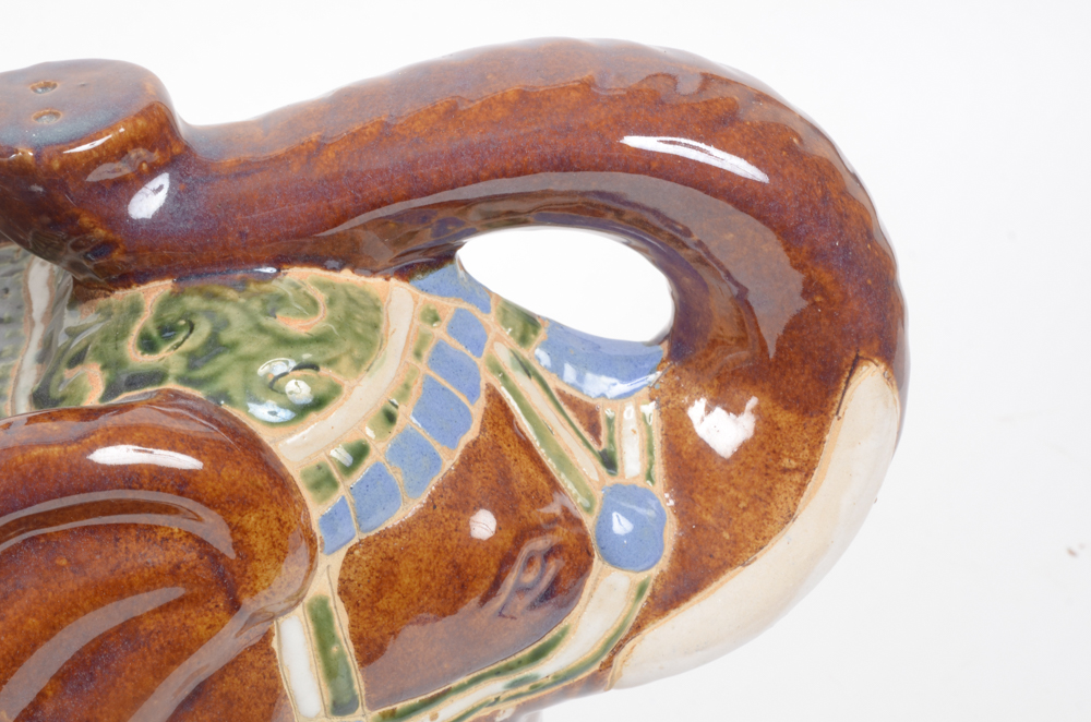 Asian Inspired Hand-Painted Ceramic Elephant Stool
