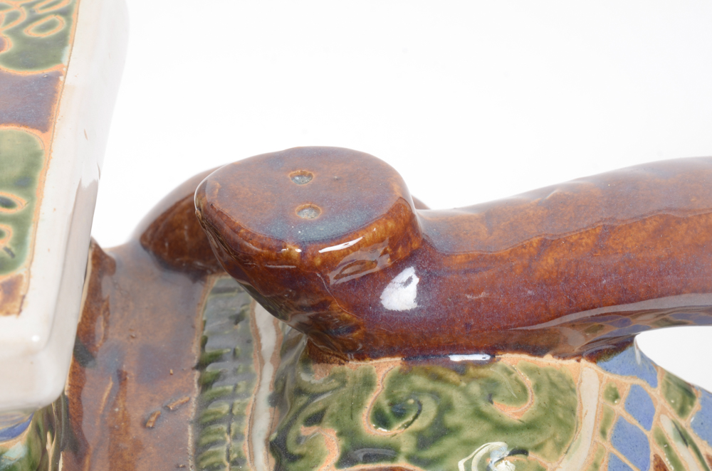 Asian Inspired Hand-Painted Ceramic Elephant Stool