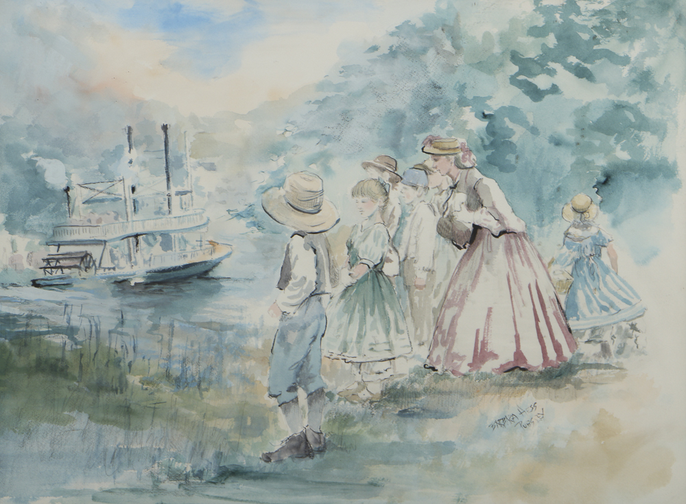 Barbara Hess Pugsley Watercolor Painting on Paper "Steamboat"