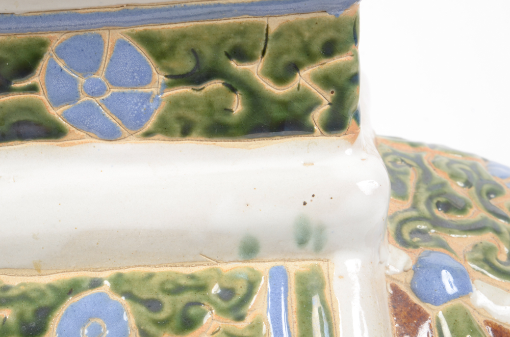 Asian Inspired Hand-Painted Ceramic Elephant Stool