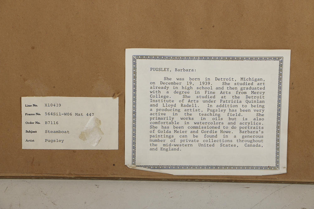 Barbara Hess Pugsley Watercolor Painting on Paper "Steamboat"