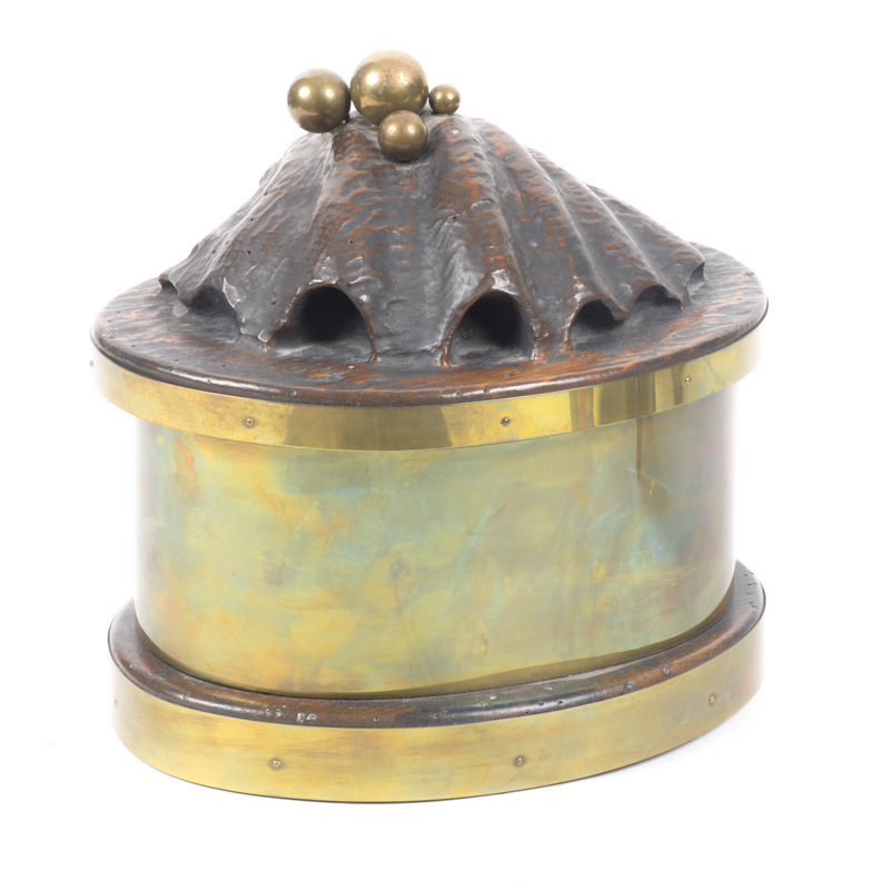 Brass Tone Box With Oyster Shell Lid