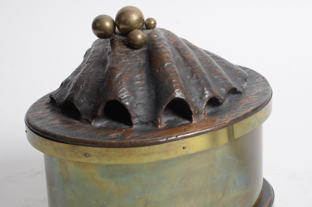 Brass Tone Box With Oyster Shell Lid