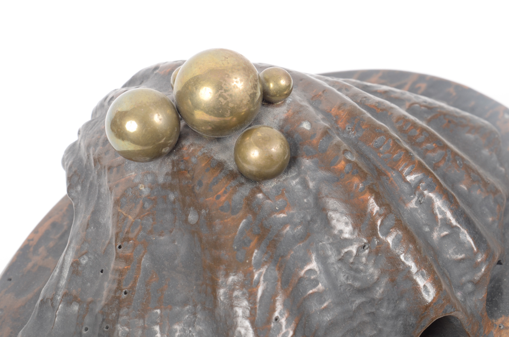 Brass Tone Box With Oyster Shell Lid