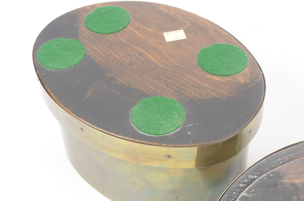Brass Tone Box With Oyster Shell Lid