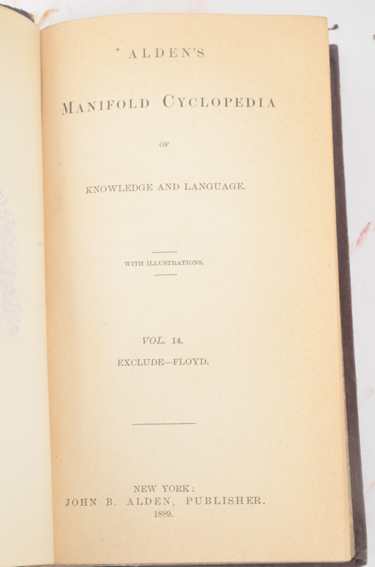 Twenty-Two Volumes of "Alden's Manifold Cyclopedia of Knowledge and Language"