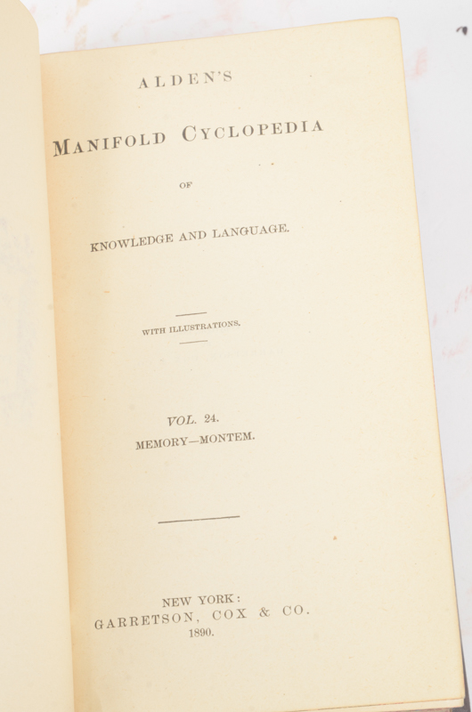 Twenty-Two Volumes of "Alden's Manifold Cyclopedia of Knowledge and Language"