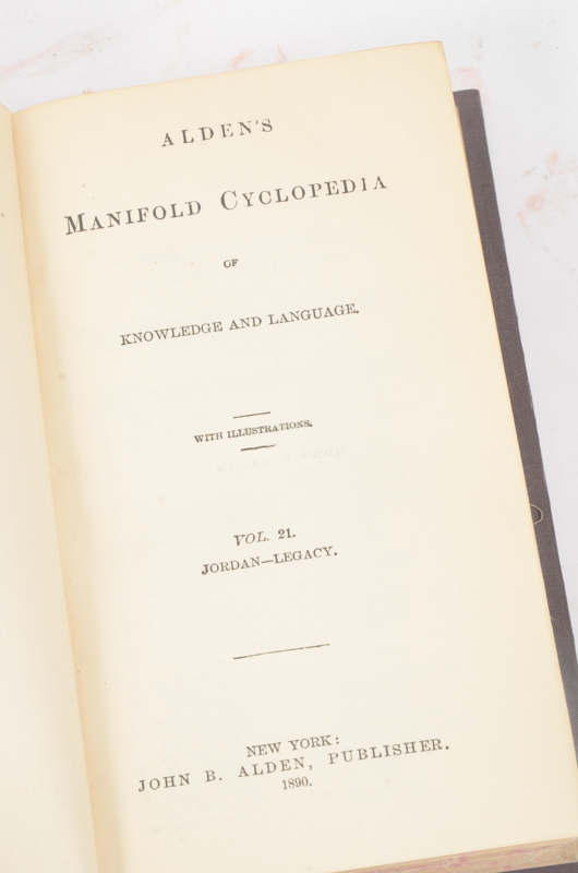 Twenty-Two Volumes of "Alden's Manifold Cyclopedia of Knowledge and Language"