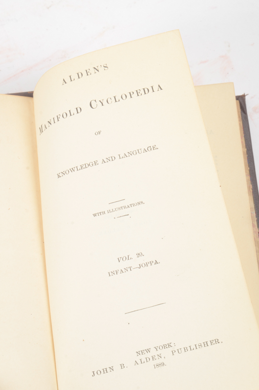 Twenty-Two Volumes of "Alden's Manifold Cyclopedia of Knowledge and Language"