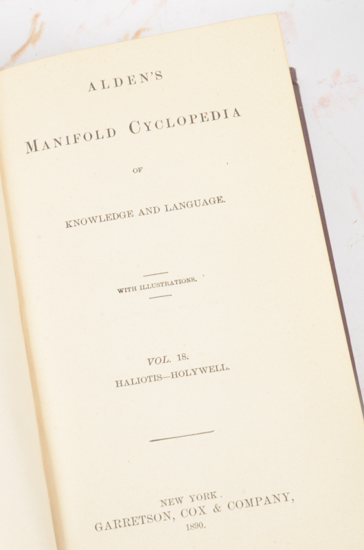 Twenty-Two Volumes of "Alden's Manifold Cyclopedia of Knowledge and Language"