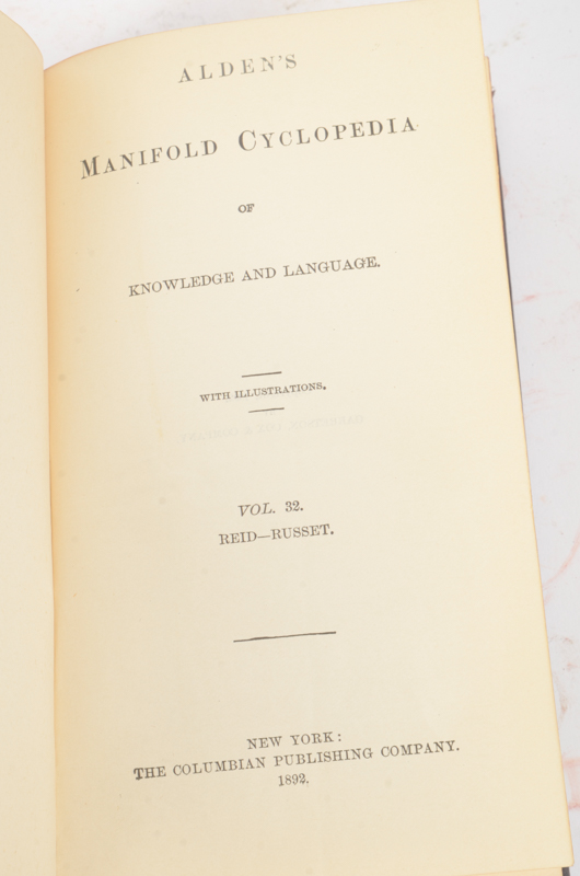 Twenty-Two Volumes of "Alden's Manifold Cyclopedia of Knowledge and Language"