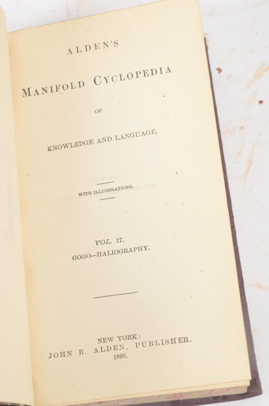 Twenty-Two Volumes of "Alden's Manifold Cyclopedia of Knowledge and Language"