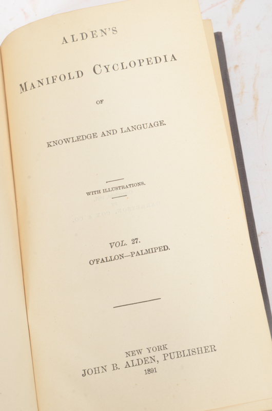 Twenty-Two Volumes of "Alden's Manifold Cyclopedia of Knowledge and Language"