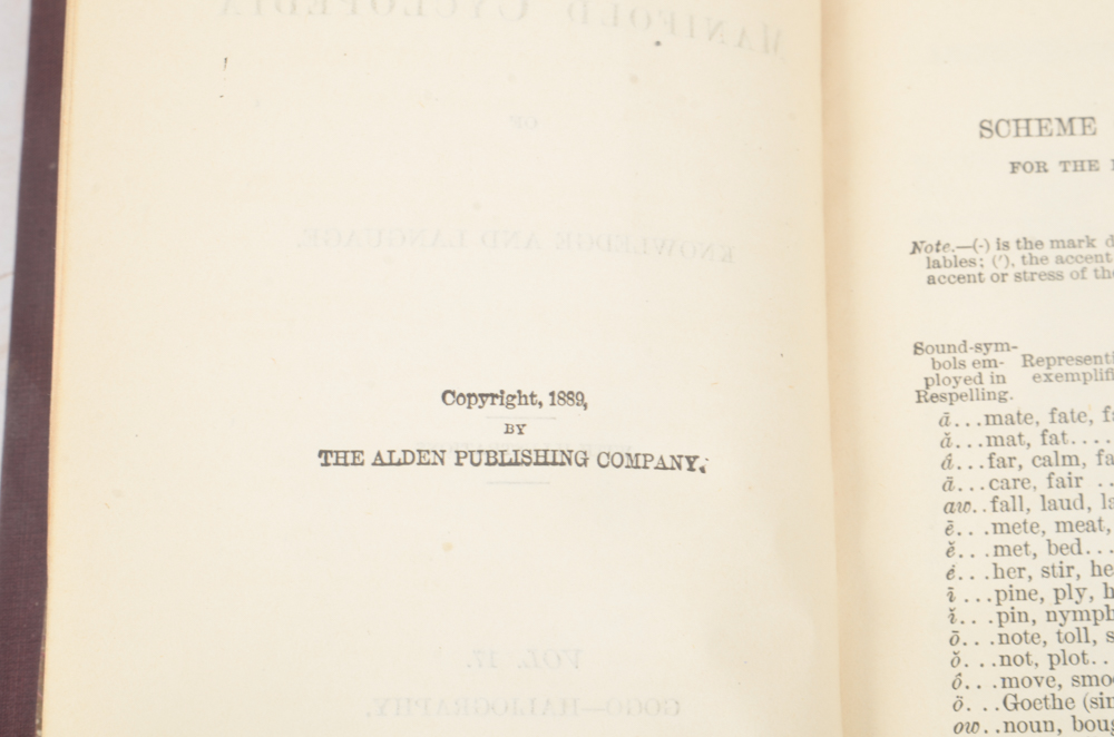 Twenty-Two Volumes of "Alden's Manifold Cyclopedia of Knowledge and Language"