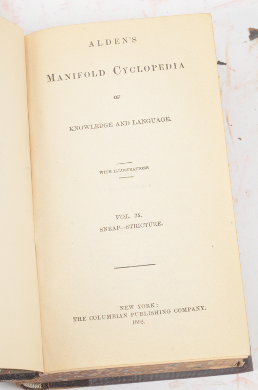 Twenty-Two Volumes of "Alden's Manifold Cyclopedia of Knowledge and Language"