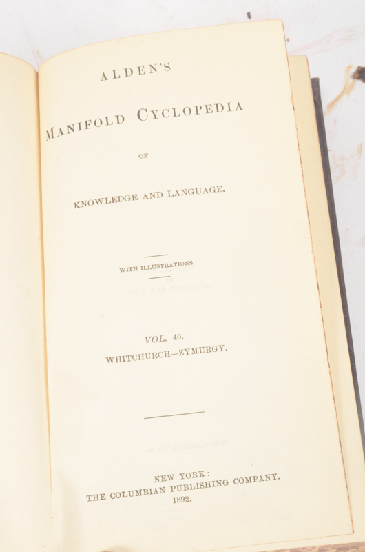 Twenty-Two Volumes of "Alden's Manifold Cyclopedia of Knowledge and Language"