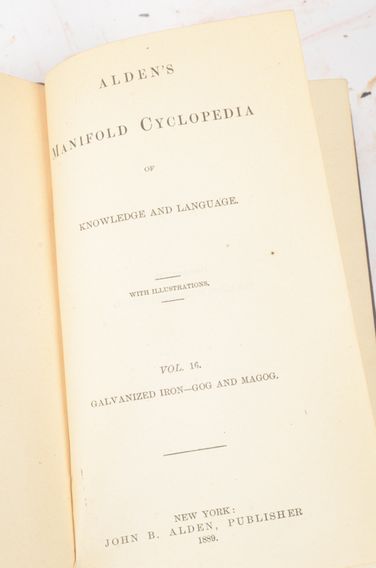 Twenty-Two Volumes of "Alden's Manifold Cyclopedia of Knowledge and Language"