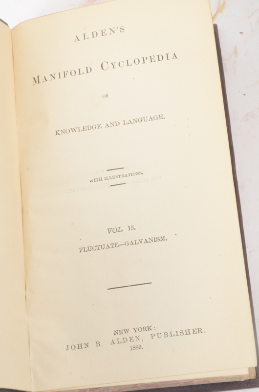 Twenty-Two Volumes of "Alden's Manifold Cyclopedia of Knowledge and Language"