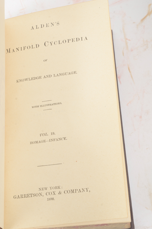 Twenty-Two Volumes of "Alden's Manifold Cyclopedia of Knowledge and Language"