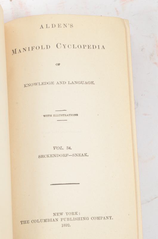Twenty-Two Volumes of "Alden's Manifold Cyclopedia of Knowledge and Language"