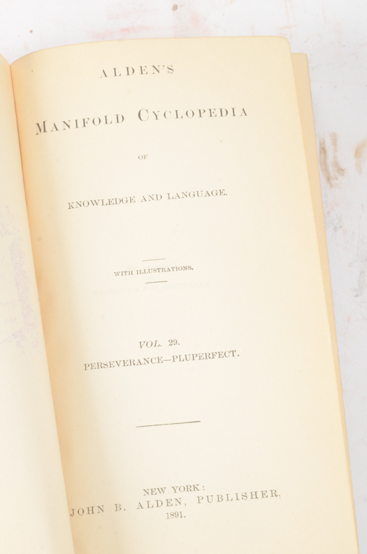 Twenty-Two Volumes of "Alden's Manifold Cyclopedia of Knowledge and Language"