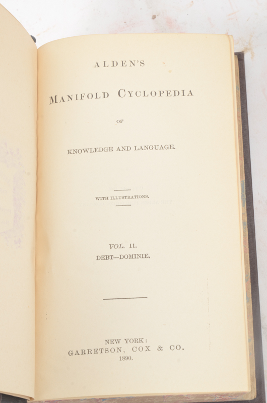 Twenty-Two Volumes of "Alden's Manifold Cyclopedia of Knowledge and Language"