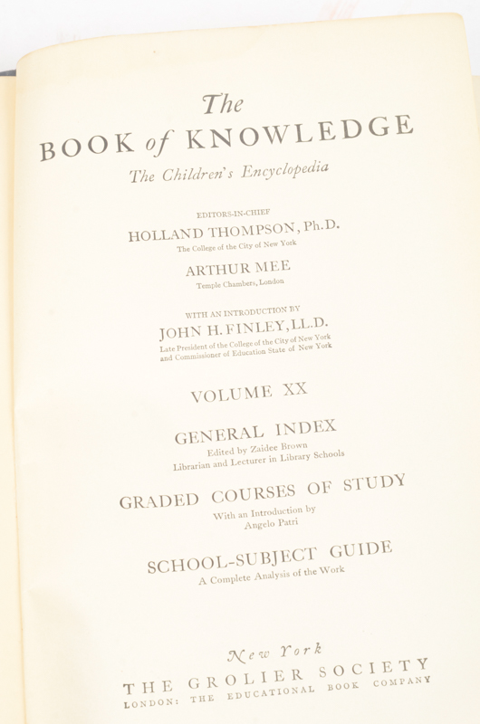 1926 Book of Knowledge Children's' Encyclopedia Set Vol. 1-20