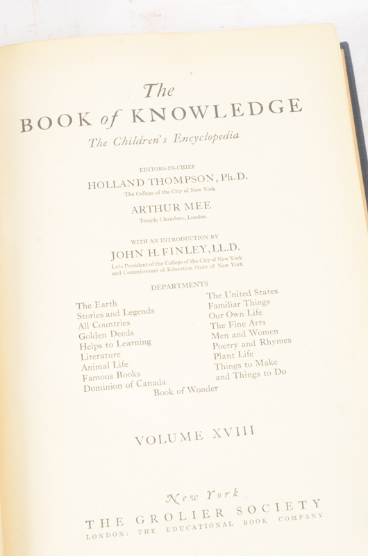 1926 Book of Knowledge Children's' Encyclopedia Set Vol. 1-20