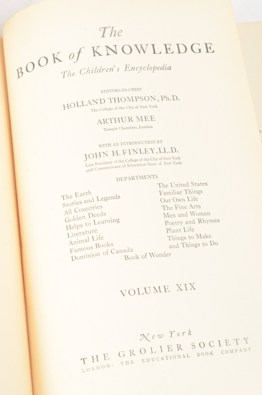 1926 Book of Knowledge Children's' Encyclopedia Set Vol. 1-20