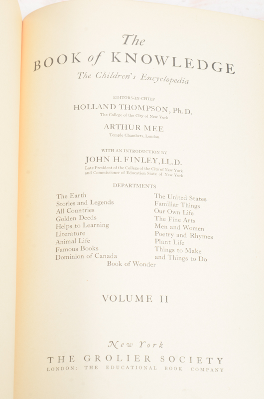 1926 Book of Knowledge Children's' Encyclopedia Set Vol. 1-20