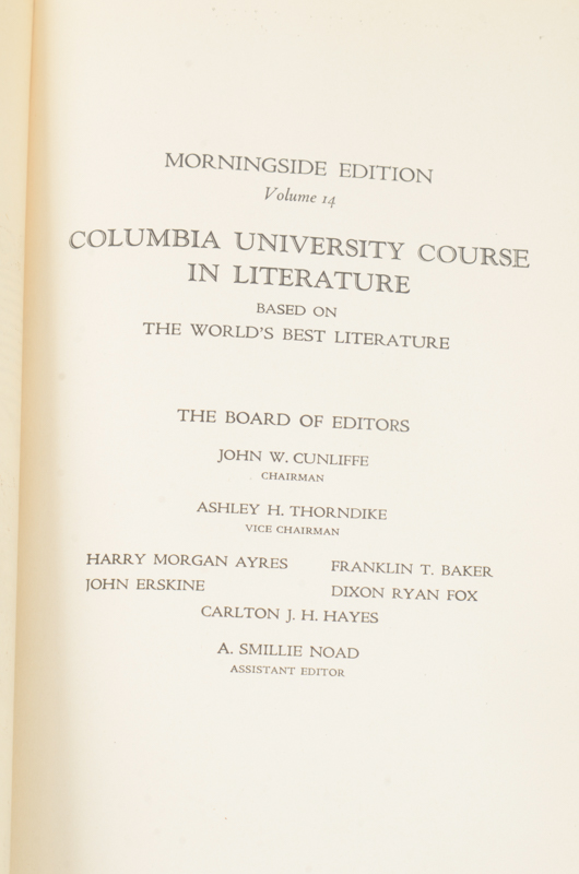 1928 Eighteen Volumes of Columbia University Course in Literature