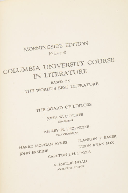 1928 Eighteen Volumes of Columbia University Course in Literature