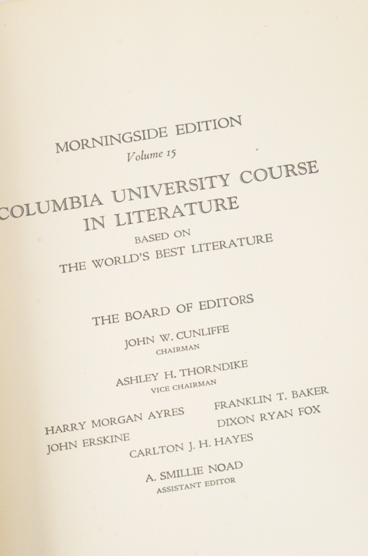 1928 Eighteen Volumes of Columbia University Course in Literature