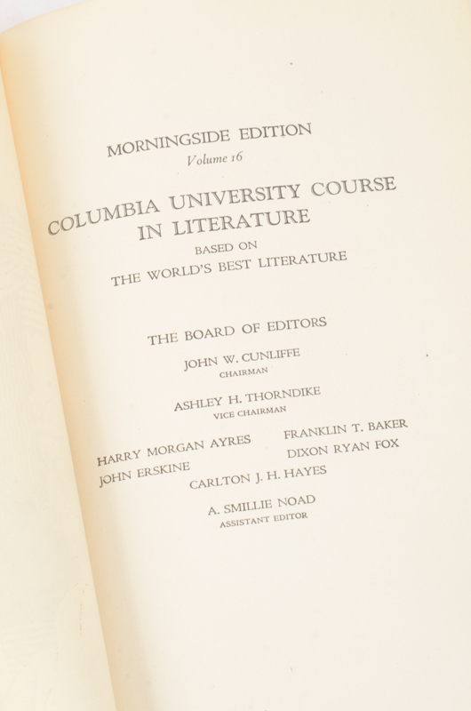 1928 Eighteen Volumes of Columbia University Course in Literature