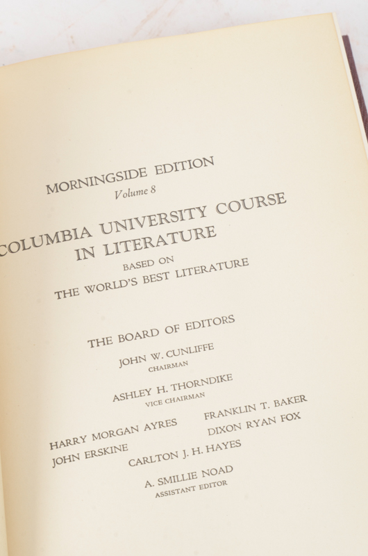1928 Eighteen Volumes of Columbia University Course in Literature