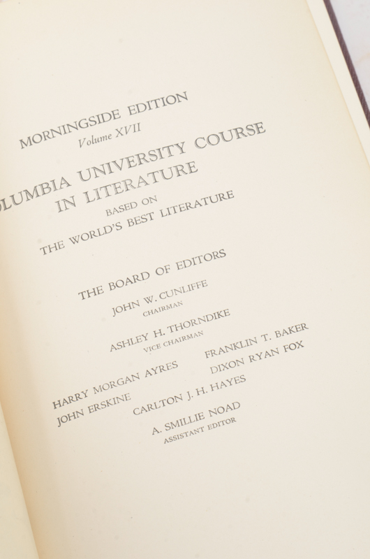 1928 Eighteen Volumes of Columbia University Course in Literature