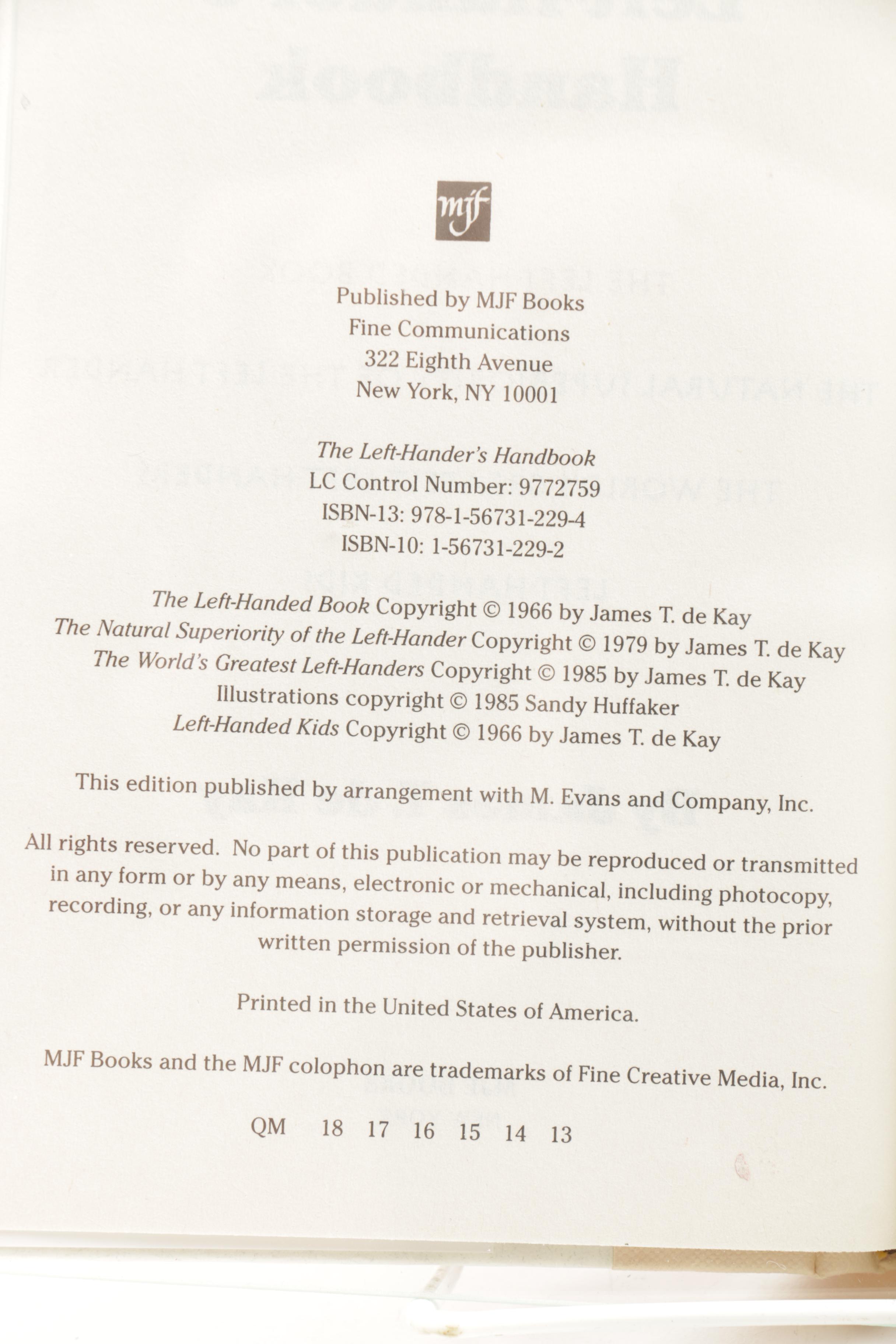 Books Including Autobiographies and Left-Handedness