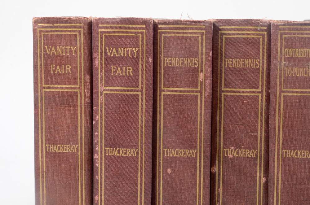 Antique Special Biographical Editions of Assorted Fiction by William Makepeace Thackeray including Contributions to "Vanity Fair" and "Punch" Magazines