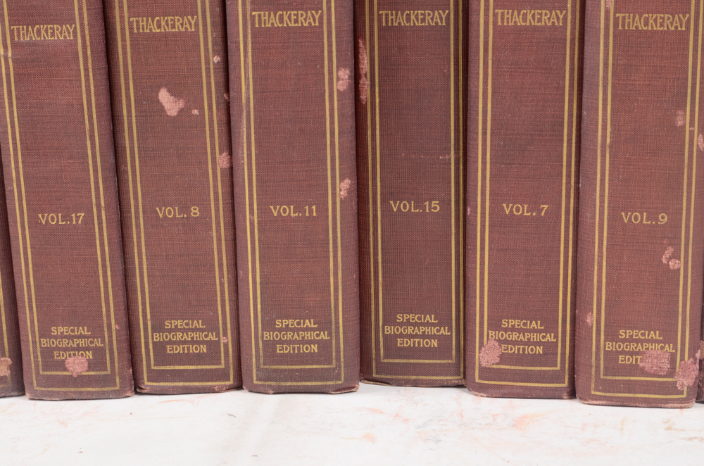 Antique Special Biographical Editions of Assorted Fiction by William Makepeace Thackeray including Contributions to "Vanity Fair" and "Punch" Magazines