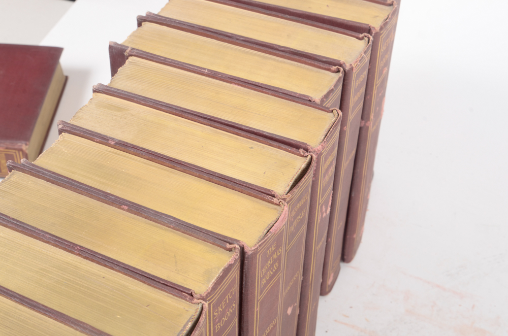 Antique Special Biographical Editions of Assorted Fiction by William Makepeace Thackeray including Contributions to "Vanity Fair" and "Punch" Magazines