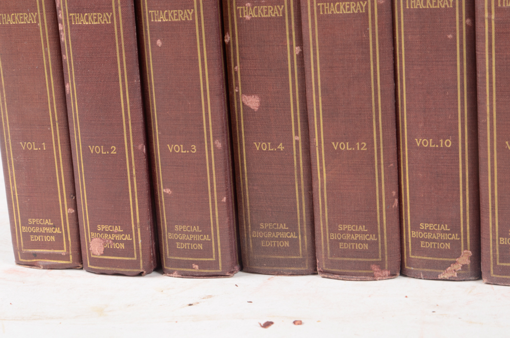 Antique Special Biographical Editions of Assorted Fiction by William Makepeace Thackeray including Contributions to "Vanity Fair" and "Punch" Magazines