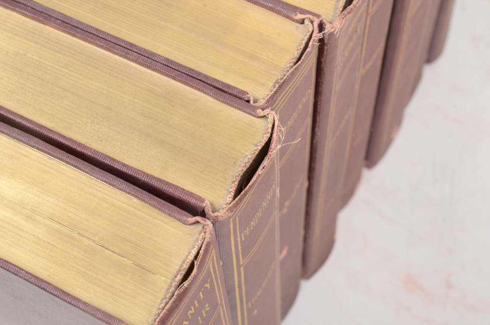 Antique Special Biographical Editions of Assorted Fiction by William Makepeace Thackeray including Contributions to "Vanity Fair" and "Punch" Magazines