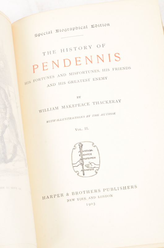 Antique Special Biographical Editions of Assorted Fiction by William Makepeace Thackeray including Contributions to "Vanity Fair" and "Punch" Magazines